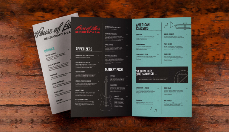 House of Blues Menu Design